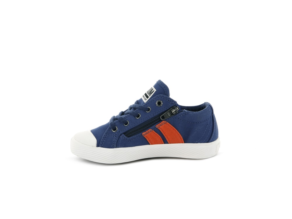 Zapatillas Palladium PALLAFLAME LOW CANVAS Niños Azules Claro Blancas | Costa Rica-28317